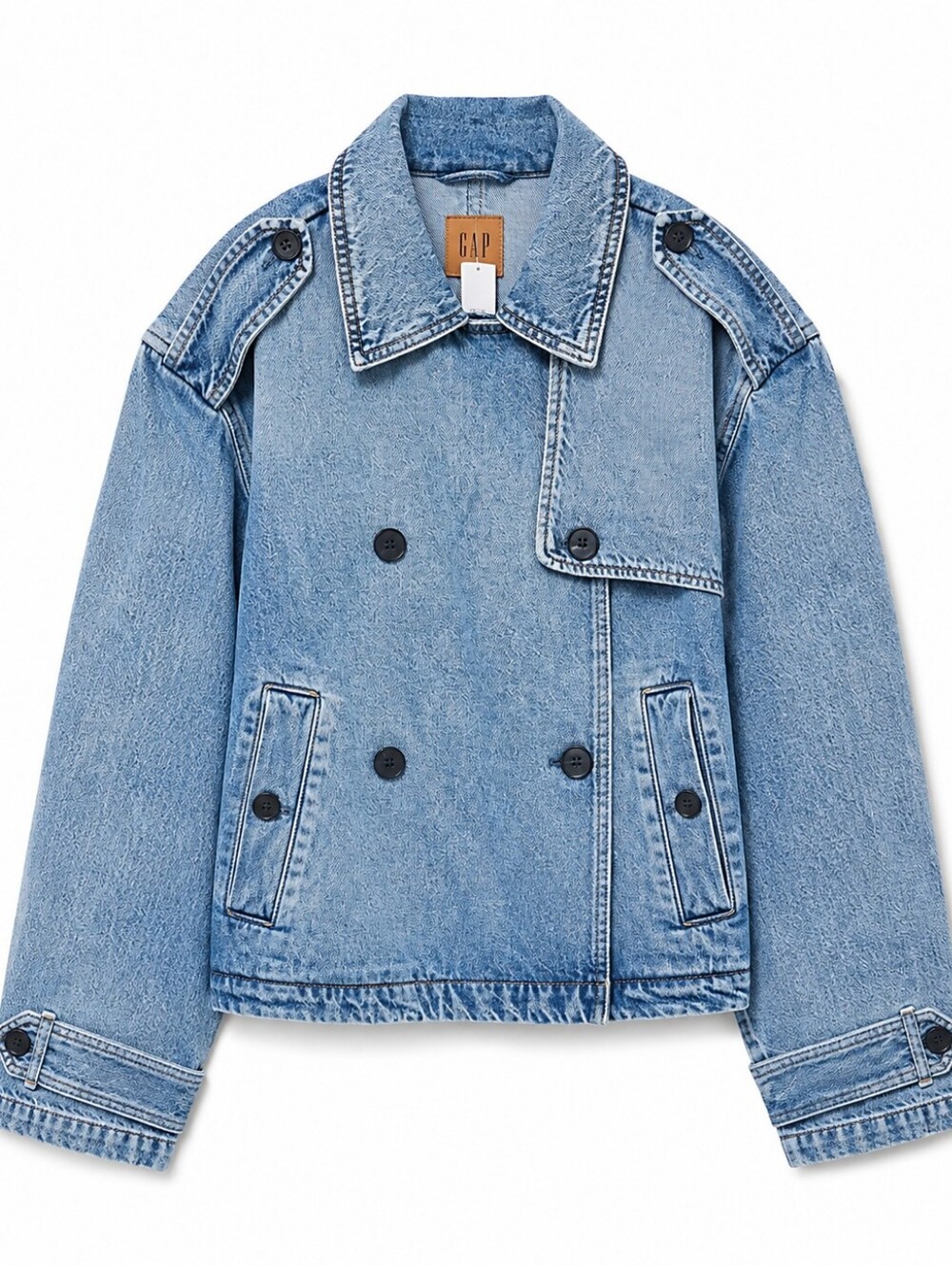 GAP Ultra Soft Denim Trench Jacket Light Blue Size XXL